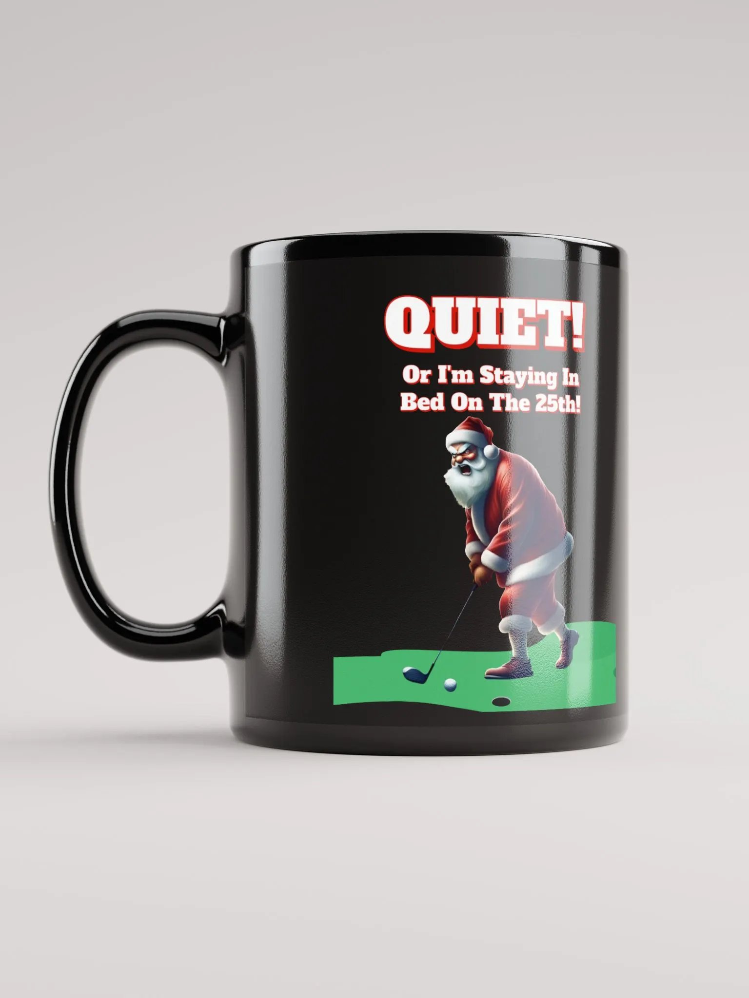 Quiet - Santa Claus Golfing Black Mug product image (12)