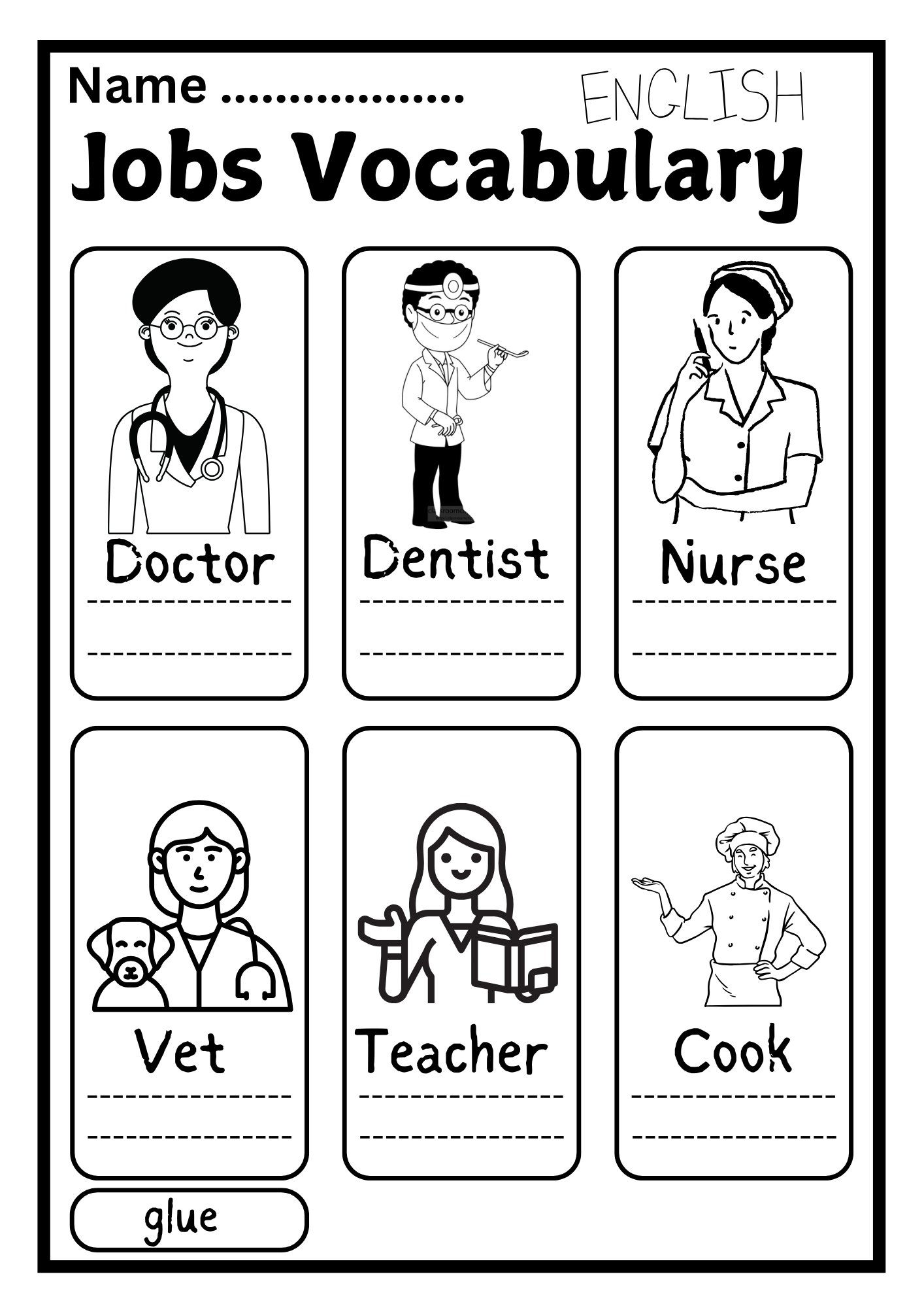 Jobs Vocabulary Worksheet – English Professions Activity product image (1)