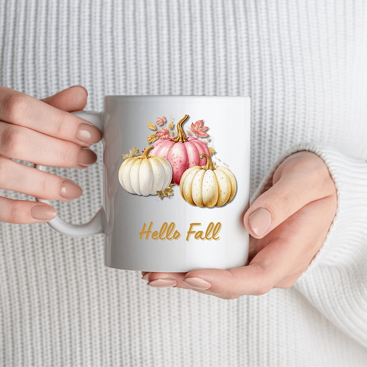 Hello Fall Mug - Glam Pastel Pumpkins product image (1)