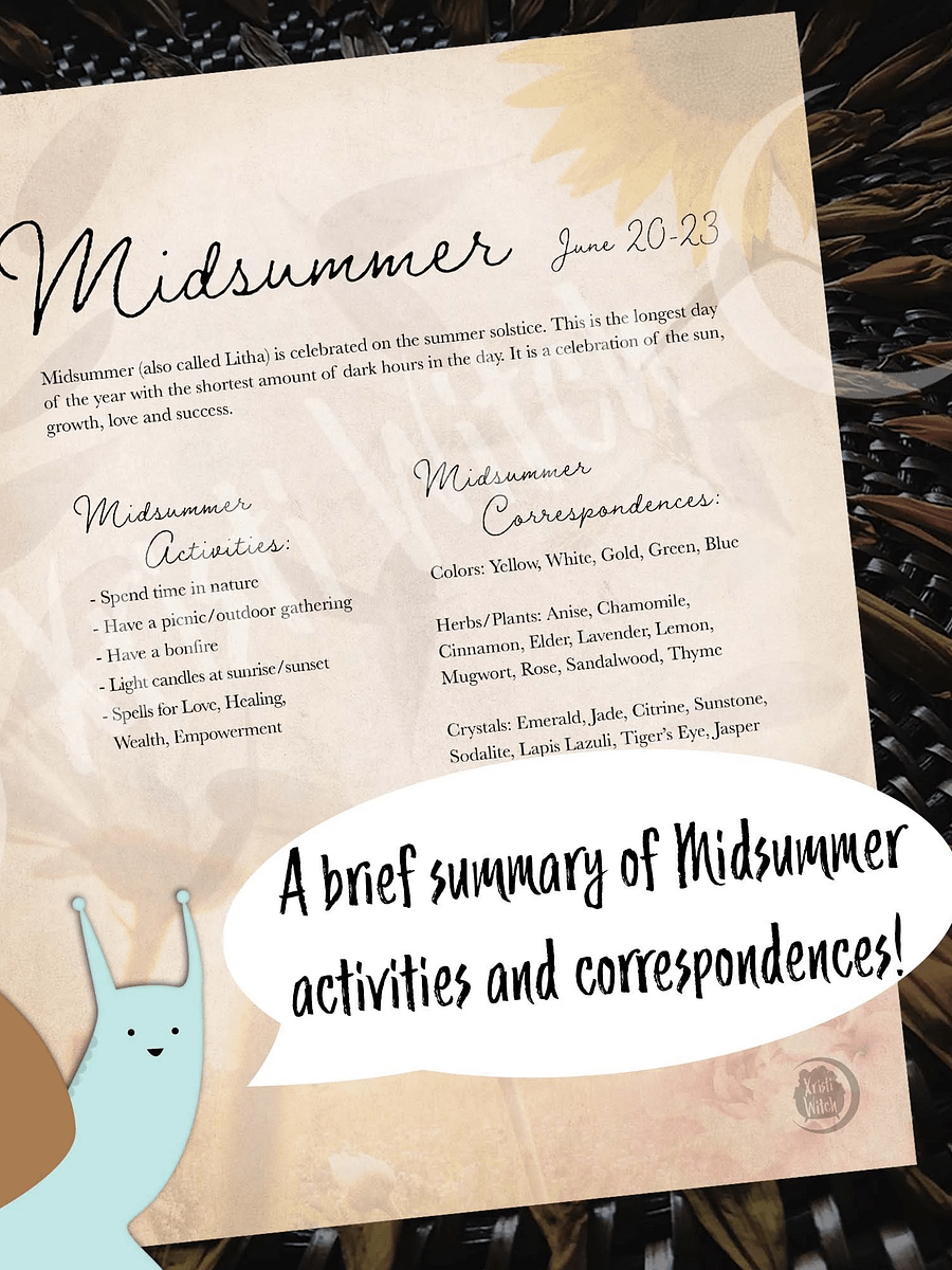 Midsummer/Litha Grimoire Page - Digital Download product image (1)