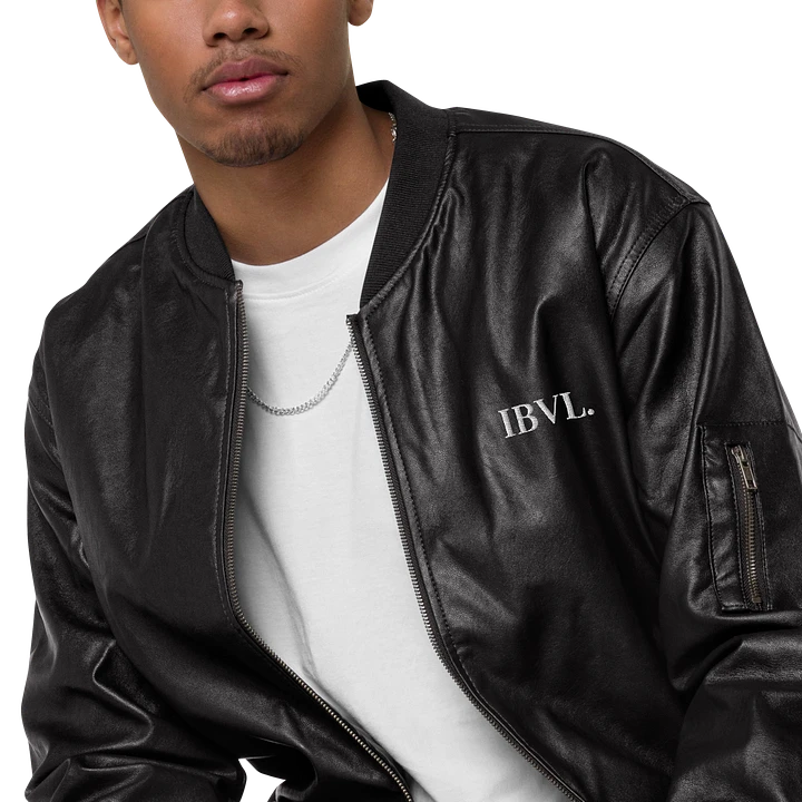 Embroidered Black IBVL Signature Unisex Faux Bomber Jacket product image (2)