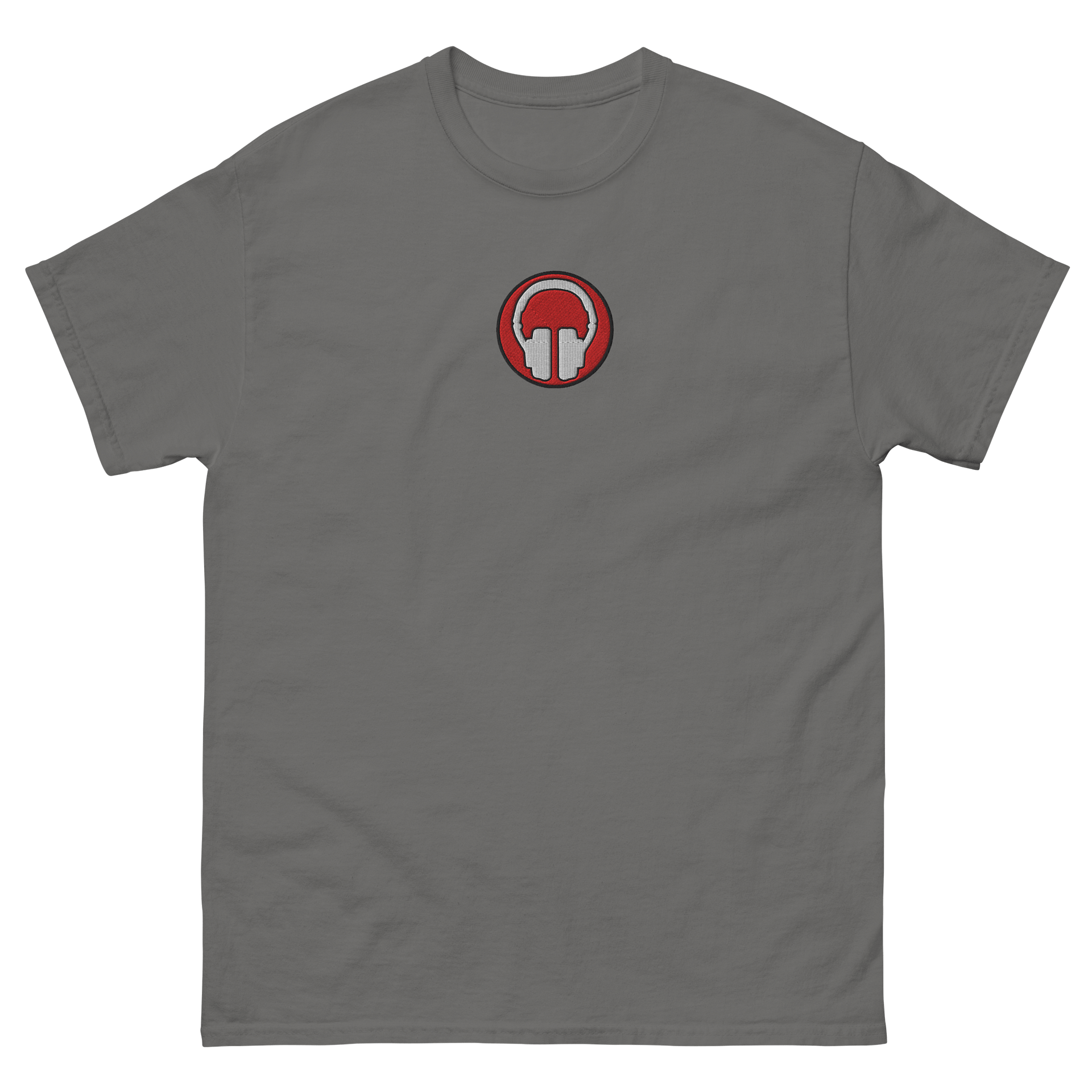 Front & Centre Headphones Embroidered Print Gildan Heavyweight T-Shirt product image (43)