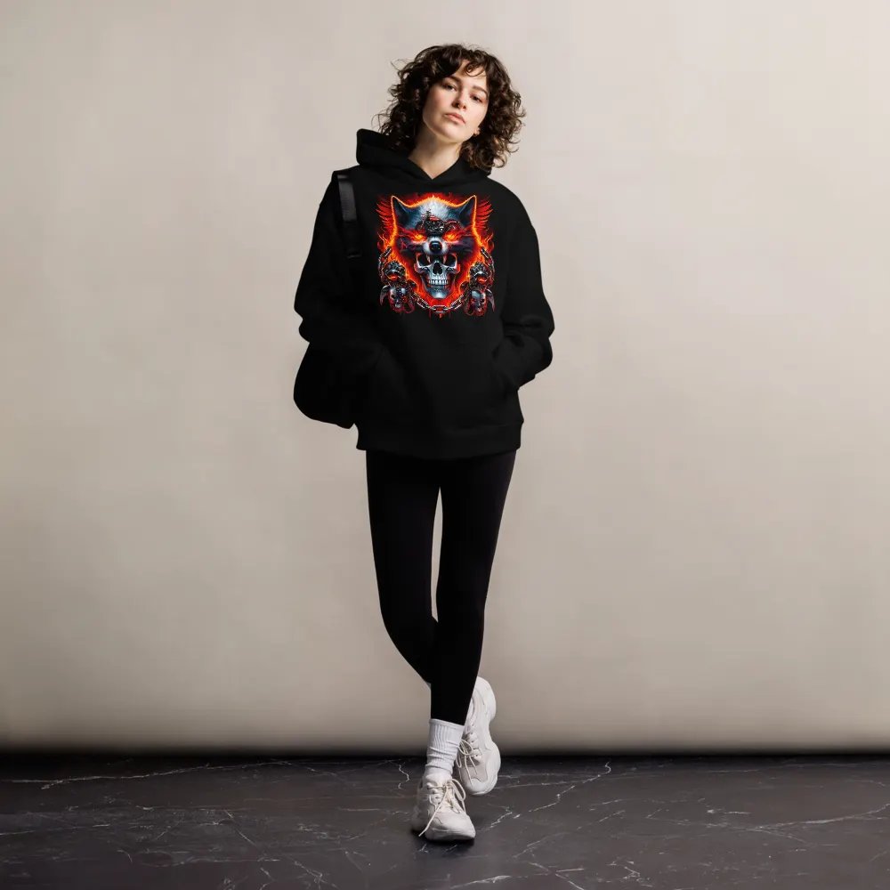 Rebellious Wolf Skull Oversized Hoodie #18 product image (8)