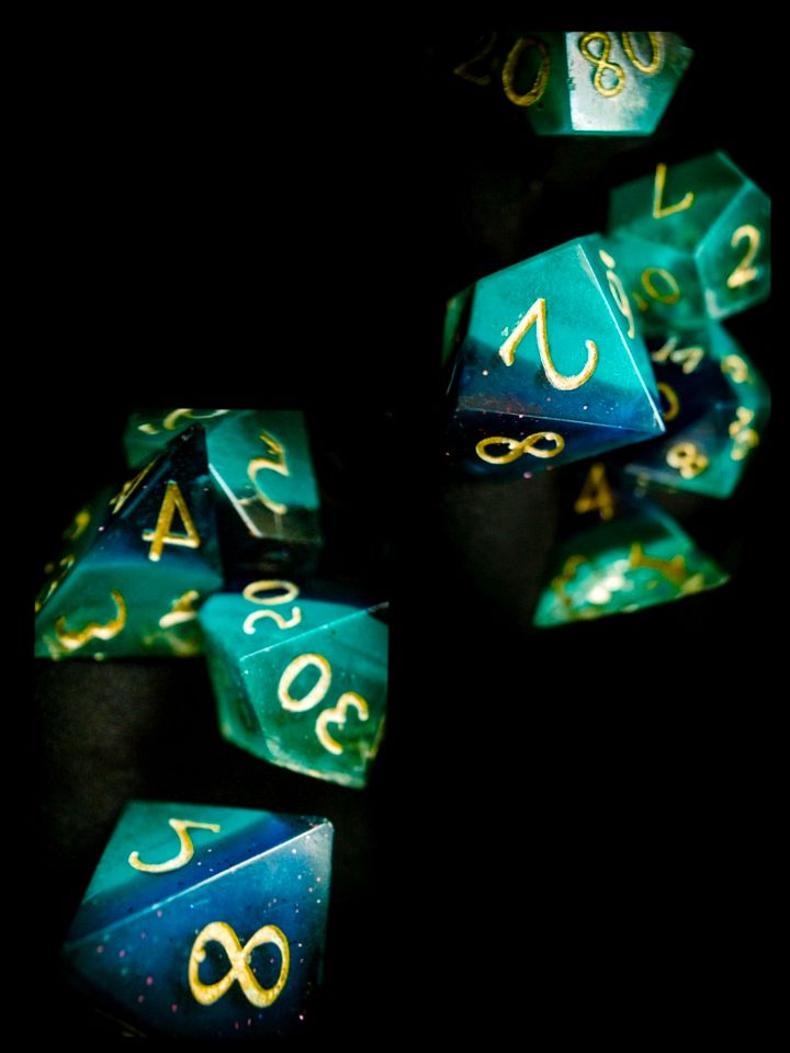 Triple-layered Blue TTRPG 7x Dice Set product image (2)