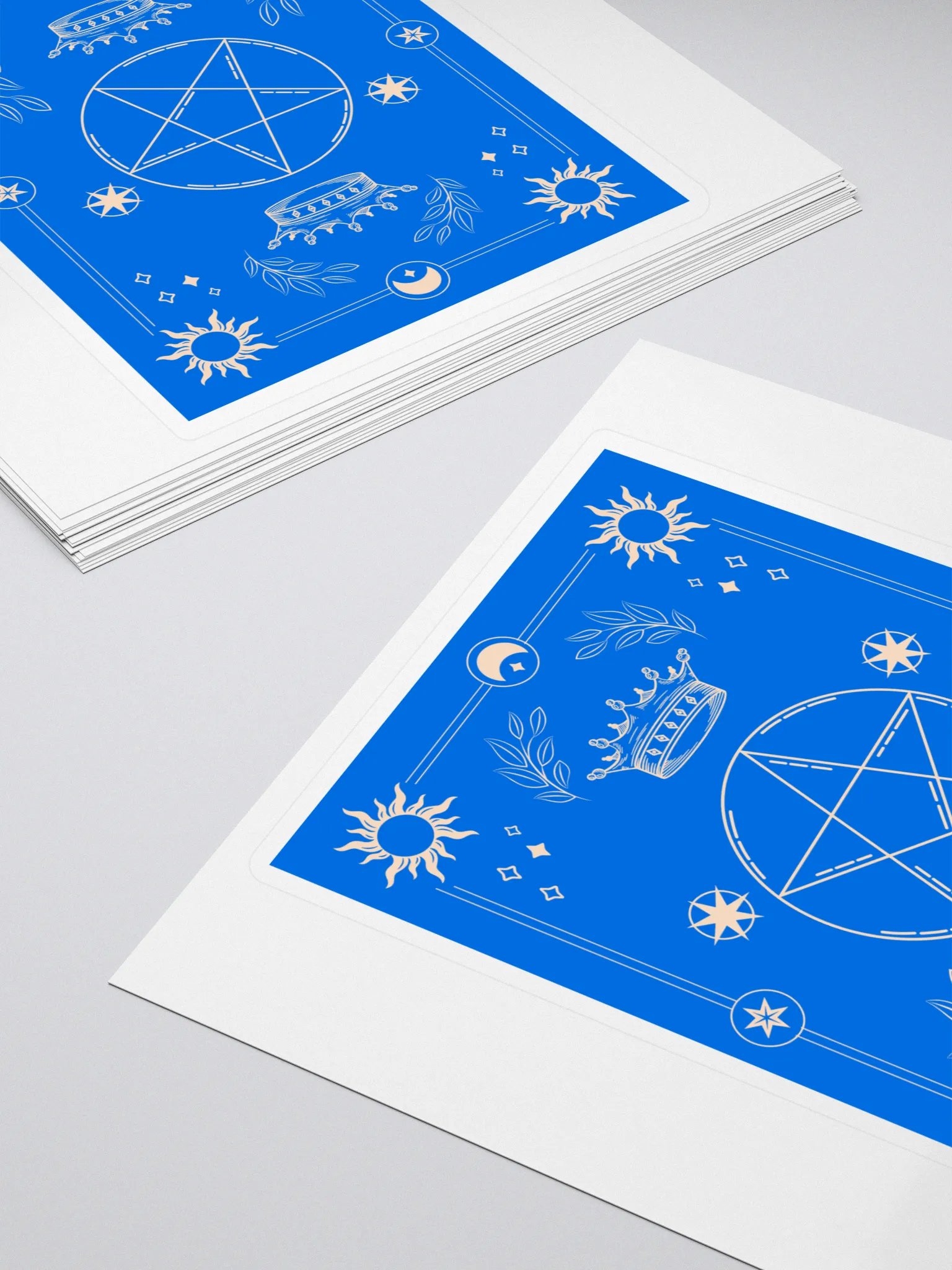Crown and Pentagram Blue Tarot Card 5"x5" Sticker product image (4)