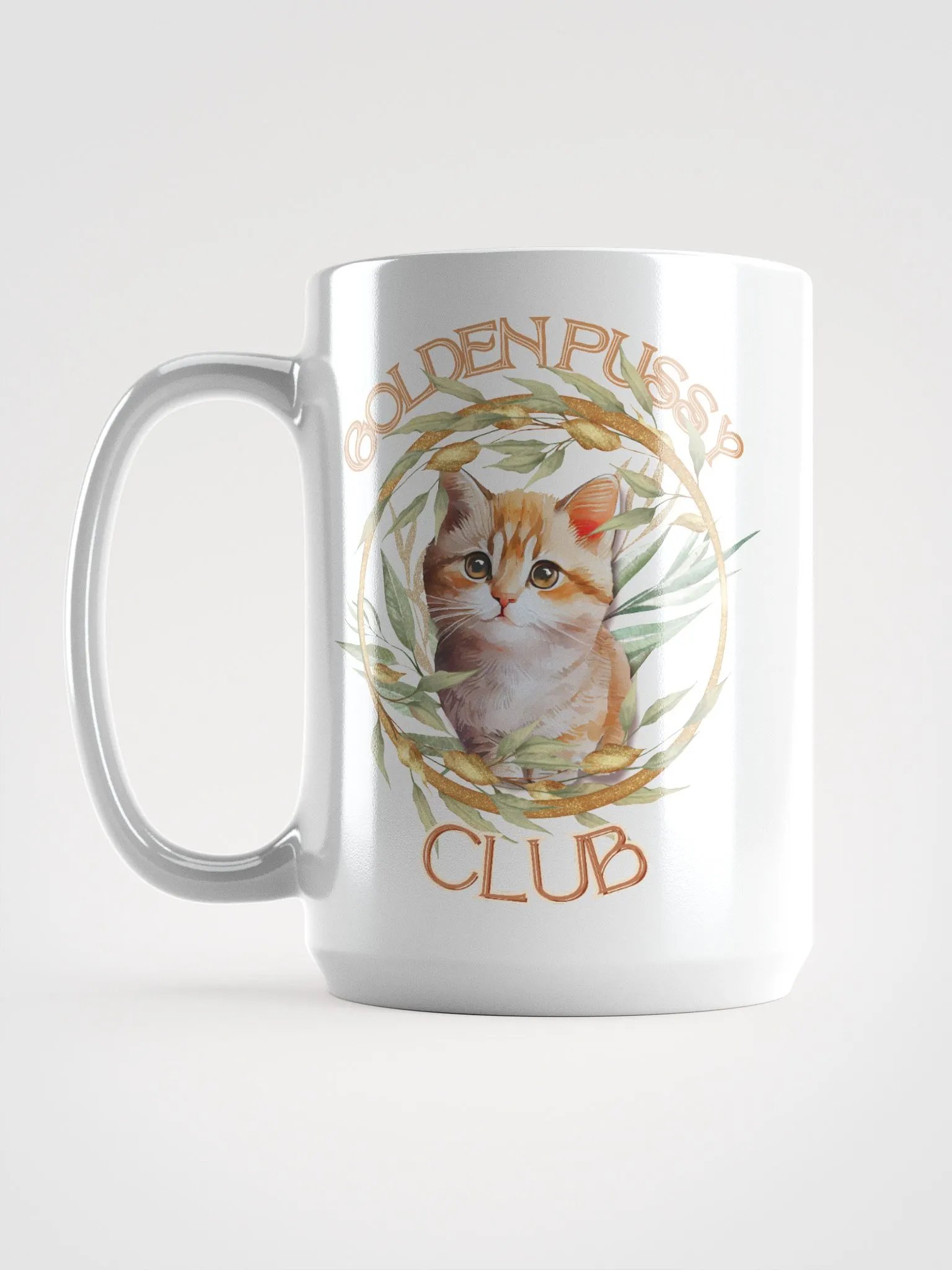 GOLDEN PUSSY CLUB white glossy mug product image (4)