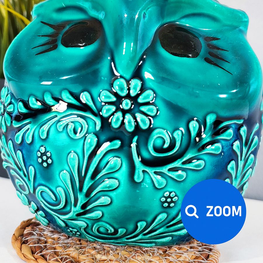 Ceramic turquoise owl — handmade pottery, handmade ceramic, home decor, handmade gift, Turkish ceramic product image (6)