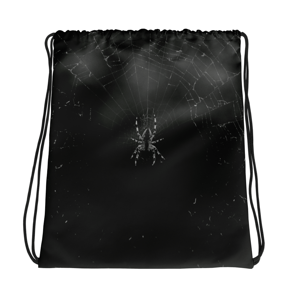Rucksackbeutel mit Kordelzug - Spinne im Netz schwarzweiß product image (1)