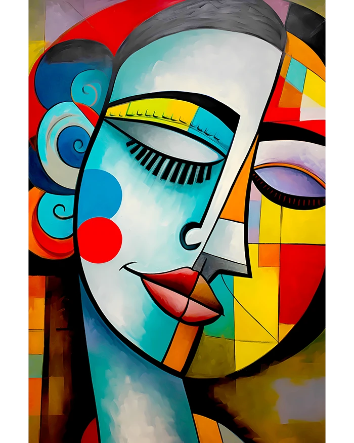 Cubist Mosaic Abstract Portrait of a Woman Modern Art Matte Poster product image (1)