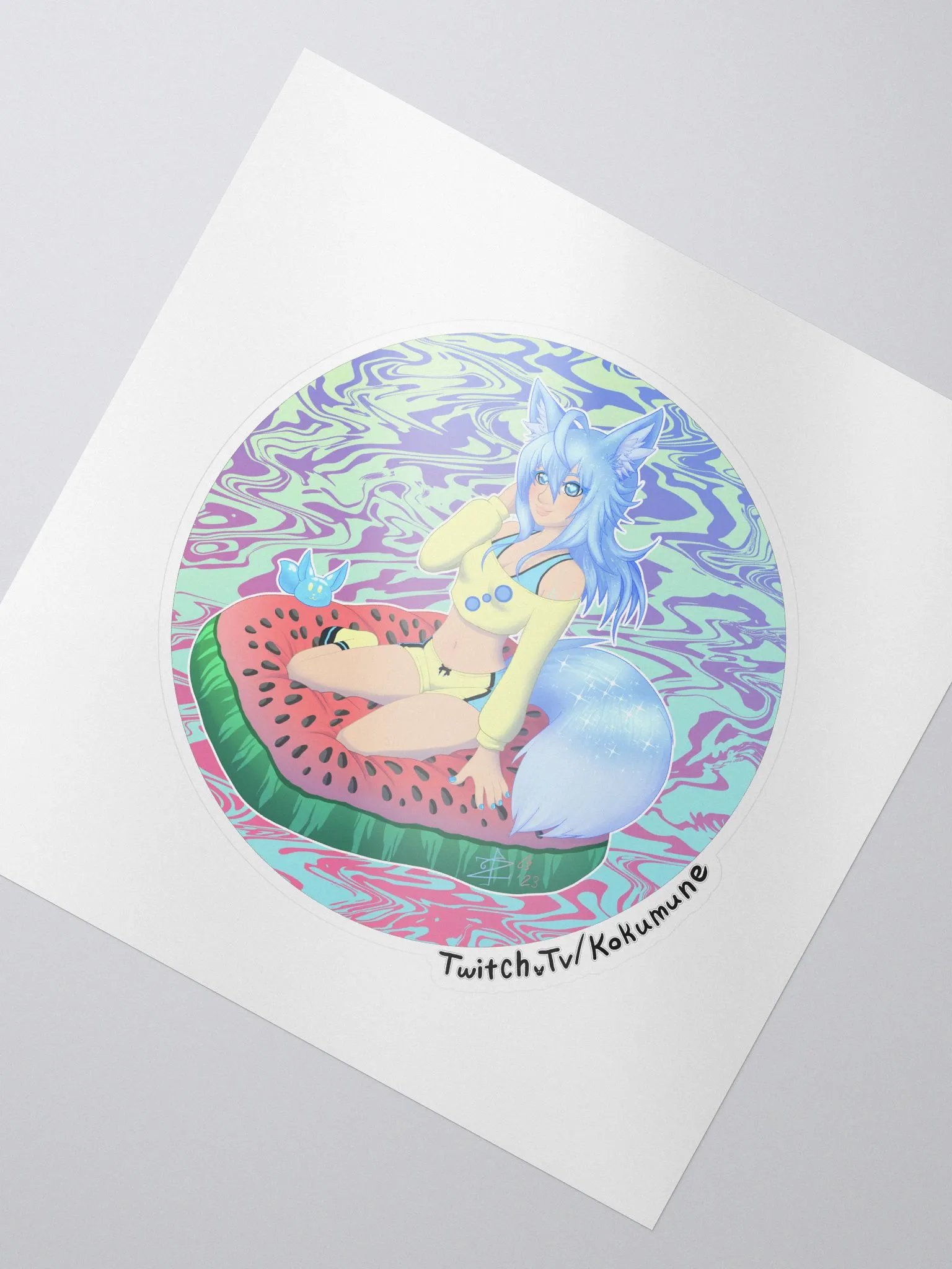 Kokumune Fox Goddess of Water (melon) Sticker product image (2)