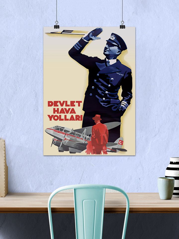 Istanbul, Turkey, 1937 (Devlet Hava Yolları) — retro vintage travel poster product image (2)