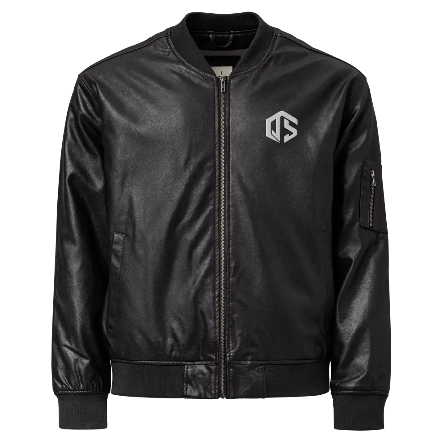 QS Logo Faux Leather Bomber Jacket product image (1)