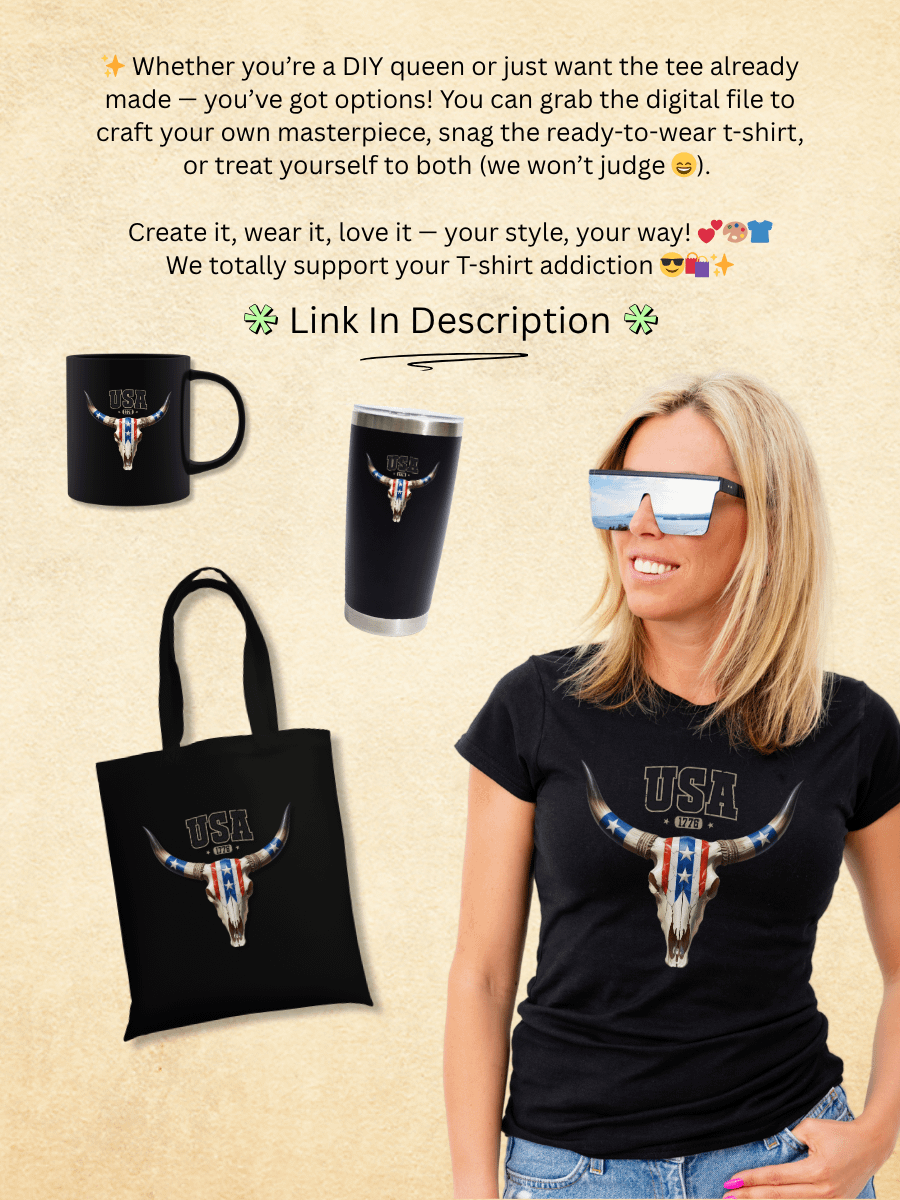 USA Cow Skull Shirt Western Patriotic Cowboy Tee product image (3)