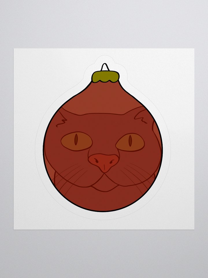 Curious Cat Christmas Kiss Cut Sticker (Red) product image (1)