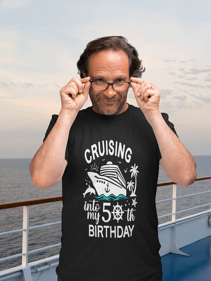 Cruising Into My 50th Birthday Unisex Softstyle T-Shirt Dark Colours product image (2)