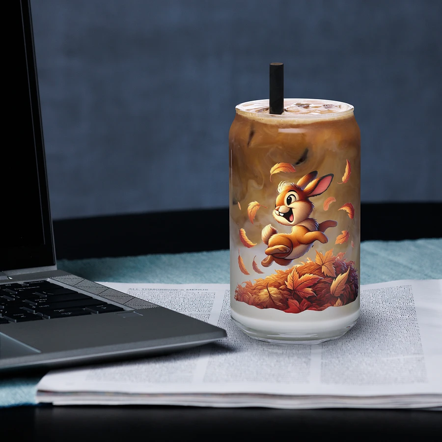 Autumn Leaves Bunny Rabbit Glass with Optional Lid and Straw product image (33)