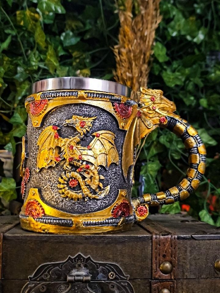 The Armored Kingdom Yellow Mechanical Dragon Mug product image (1)