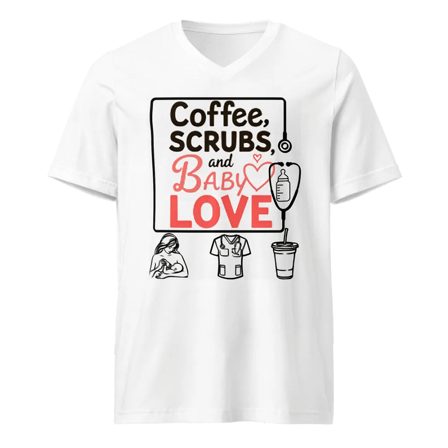 Coffee, Scrubs, and Baby Love V-Neck Tee product image (1)