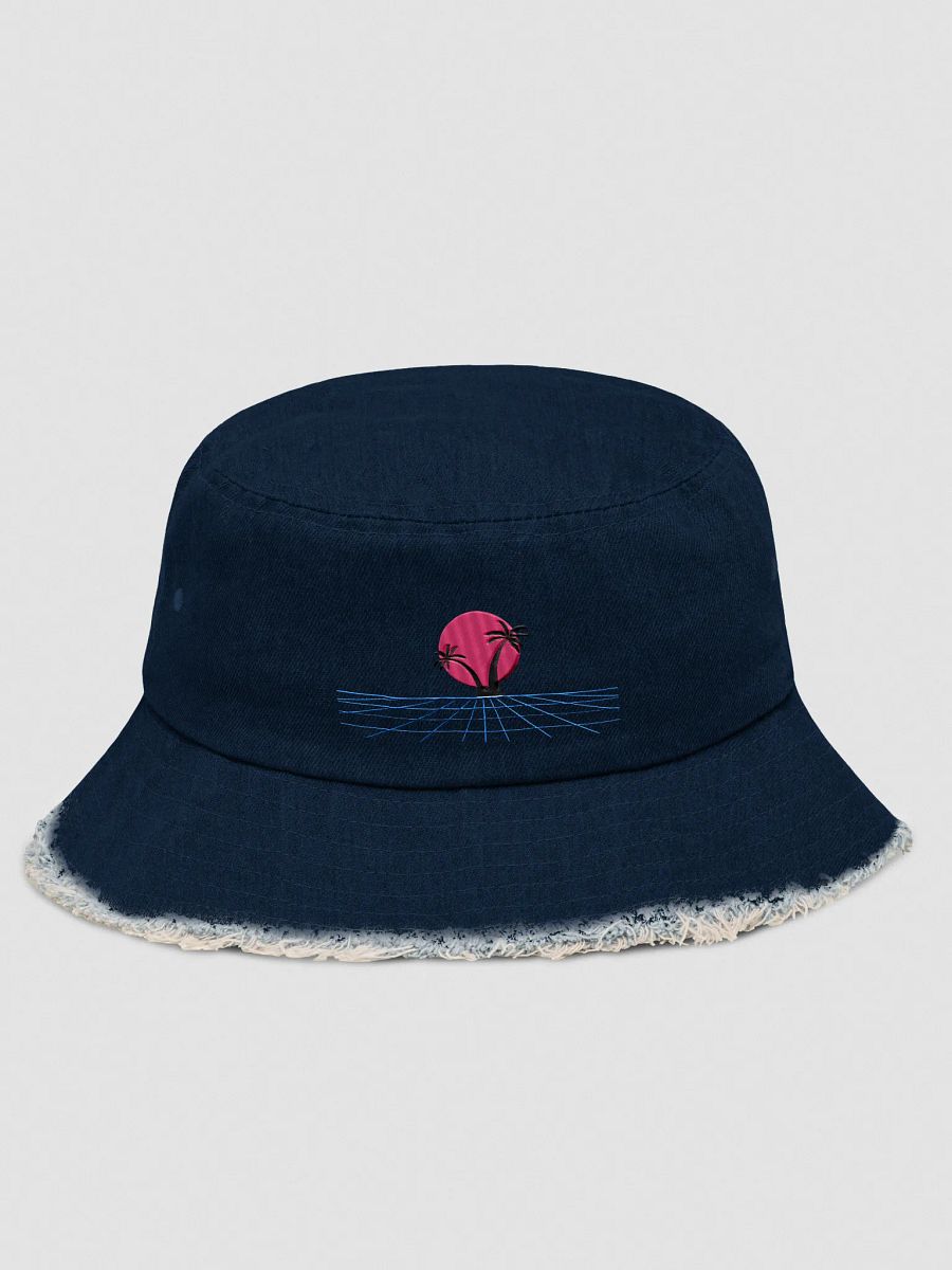 Retro-Futuristic Sunset Denim Bucket Hat product image (1)