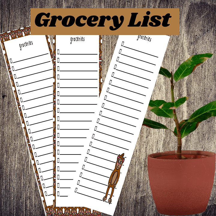 Cute Cartoon Monkey Boy Themed Printable Stationery Set| Notepad| Daily Schedule| Grocery List| To Do List| Stickersheet| Kawaii Bookmarks product image (2)