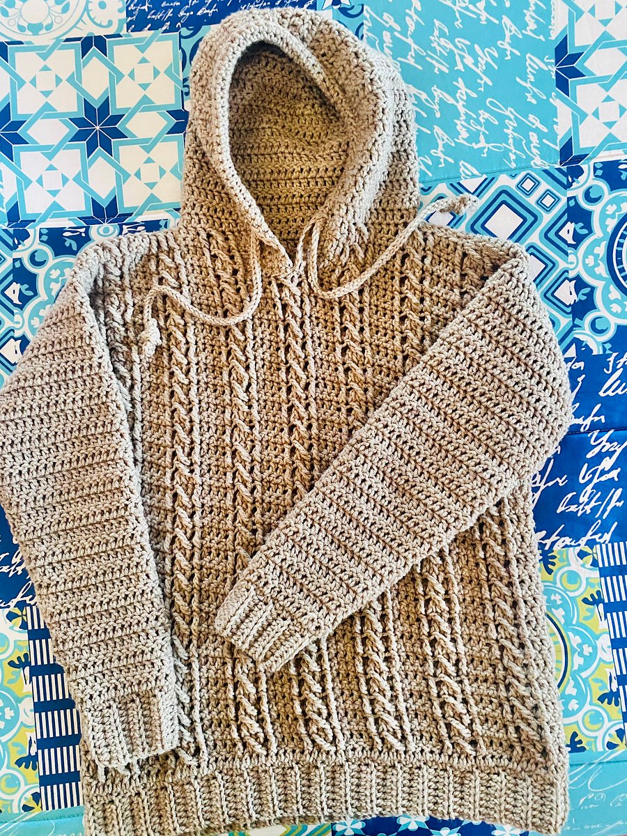 Crochet Hooded Sweater for Men Written Pattern product image (4)