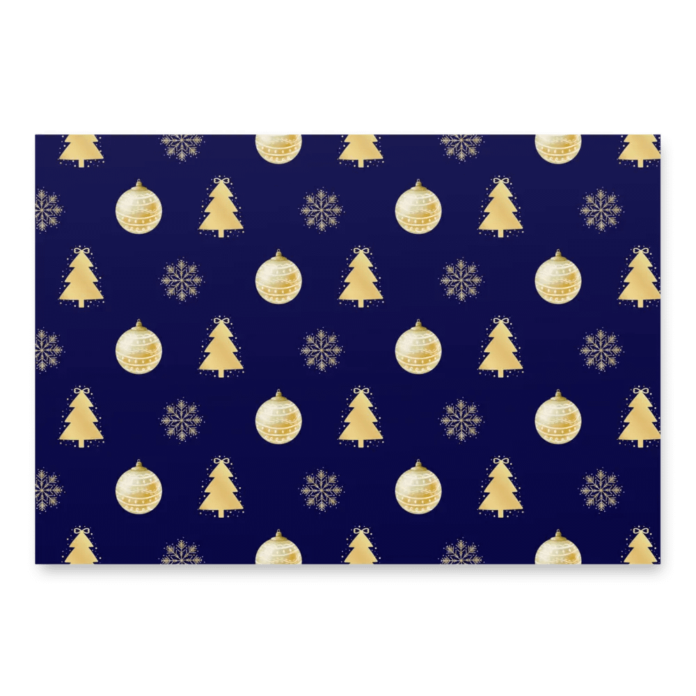 Elegant Holiday Wrapping Paper Set (3 Sheets) - Gold & Navy Christmas Icons product image (1)