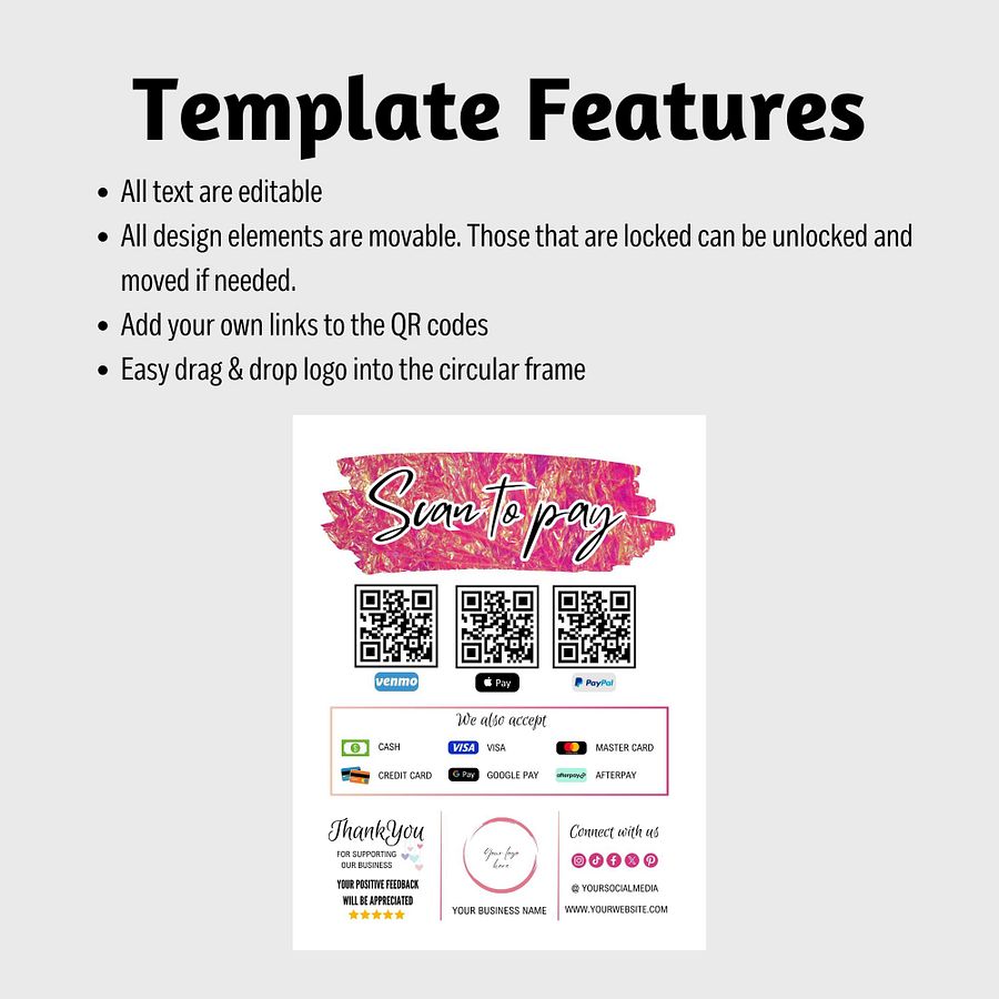Pink Marigold - Scan To Pay QR Code Sign Template product image (5)