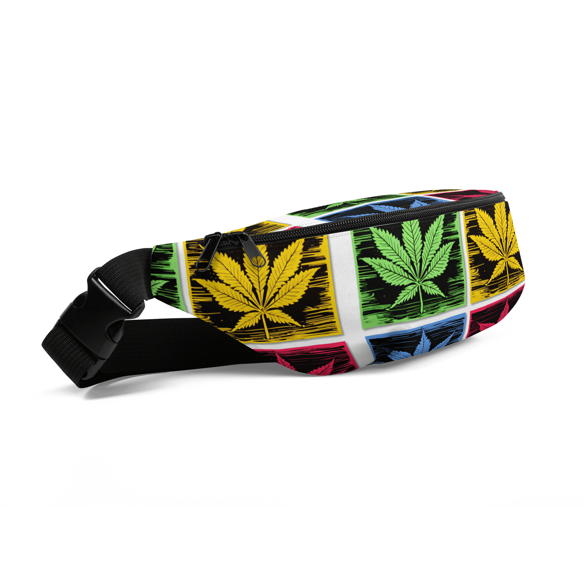 Colorful Leaf Grid All-Over Print Fanny Pack product image (3)