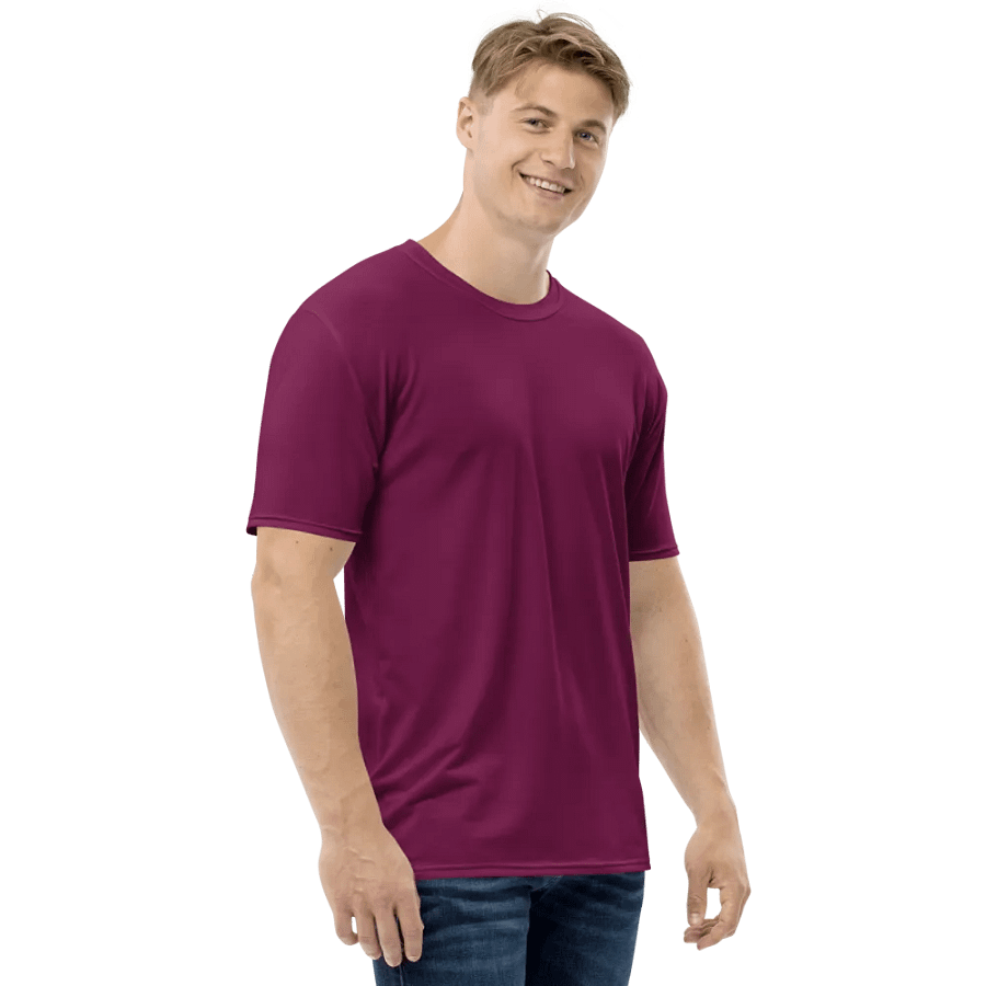 Plain Dark Burgundy Red True Summer Men's Crewneck Polyester Heavyweight Premium T-Shirt by Treasure Pie product image (6)