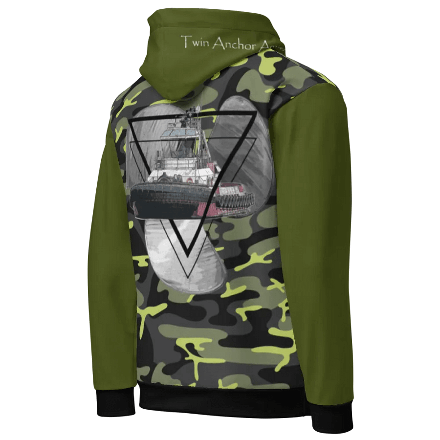 Green & Camouflage Three blade prop triangle Athena tug Hoodie product image (8)