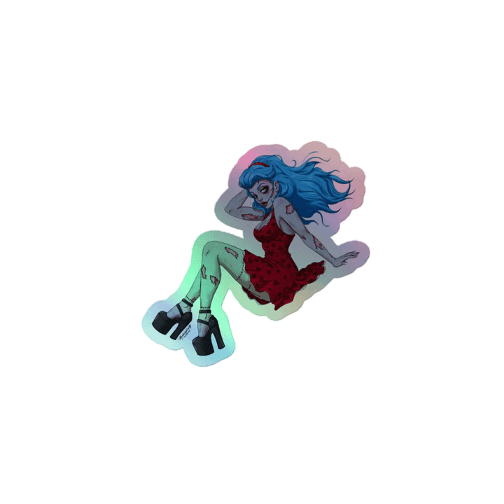 V4 Zombie Pinup Kiss Cut Holographic Sticker product image (1)