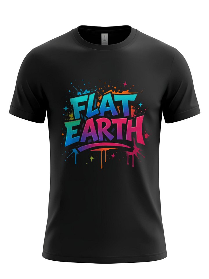 Flat Earth" Vibrant Street Art T-Shirt - Colorful Paint Splash Graffiti Design product image (1)