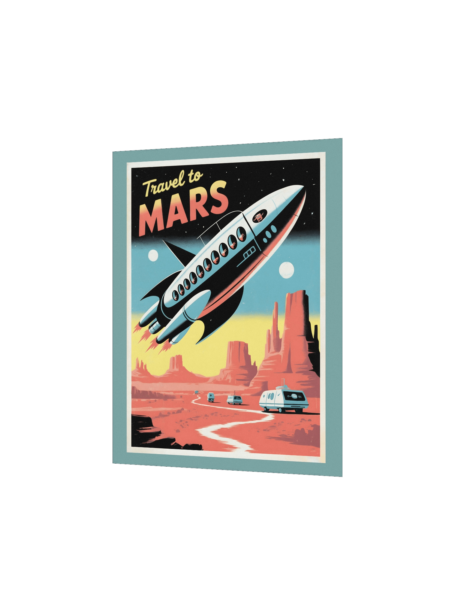 Travel to Mars – Retro Vintage Style Poster - Stellar Sci-Fi Wall Art product image (3)