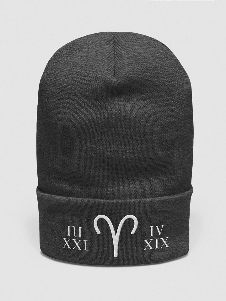 "Aries Flame: Born to Lead" Dynamic Motion Embroidered Beanie product image (1)
