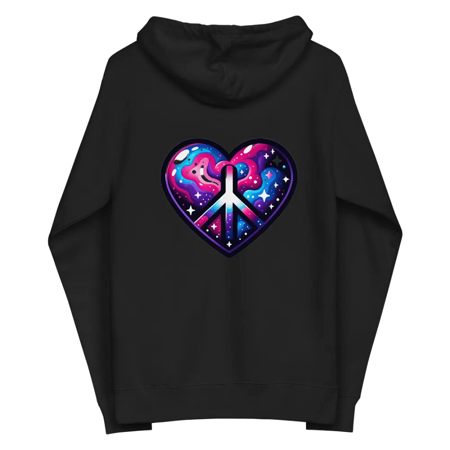 Embroidered Front Peace-Heart Zip Hoodie with Large Back Image of Galaxy Peace-Heart product image (6)