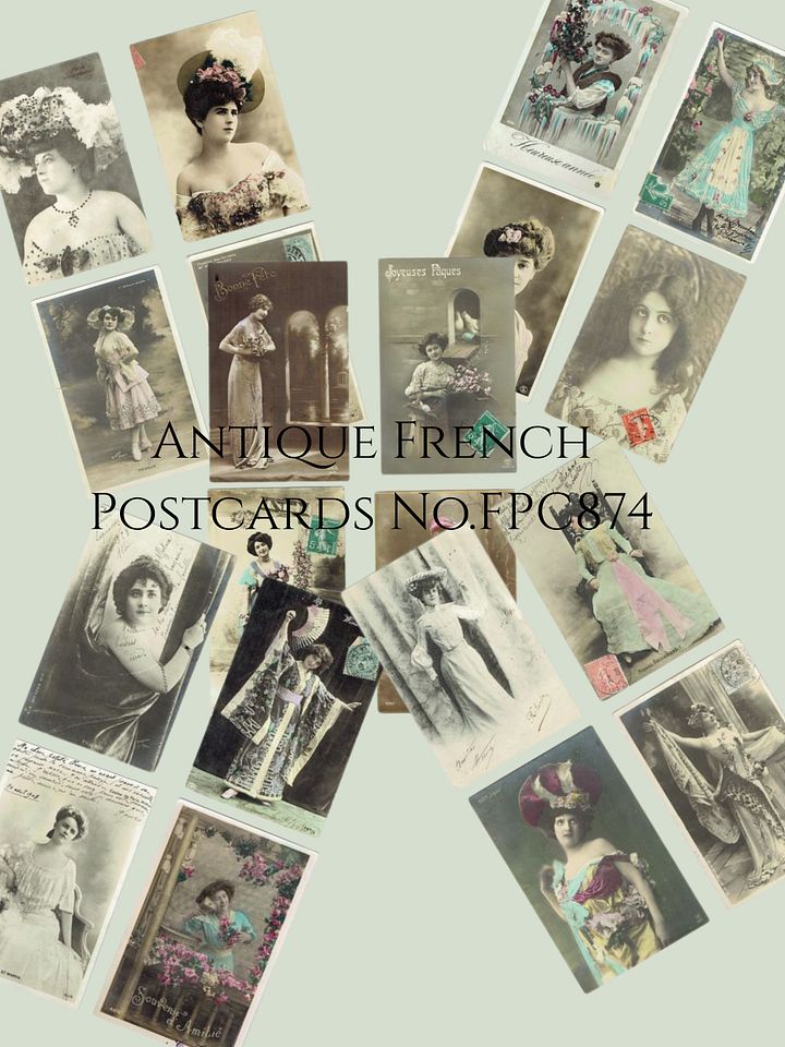 Set of 20 Antique French Postcards : 4 on a page product image (1)