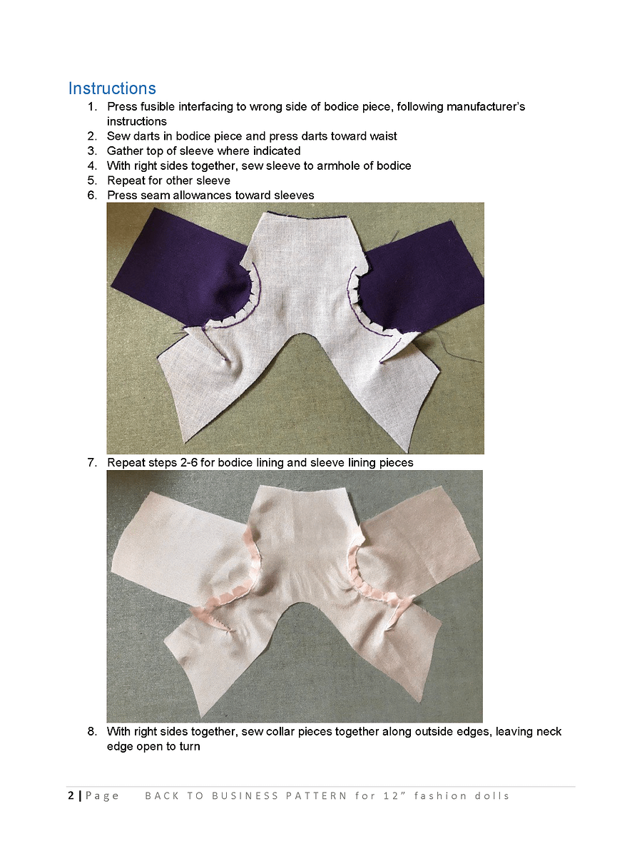 Back to Business sewing pattern for 12" fashion dolls product image (3)