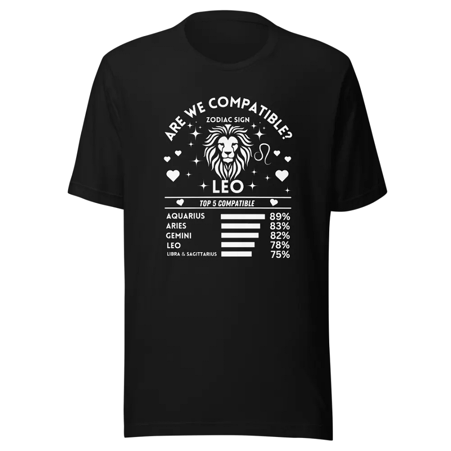 Leo Zodiac Sign Romantic Compatibility T-Shirt - Bella Canvas 3001 Unisex Staple T-Shirt - Dark Colors product image (3)