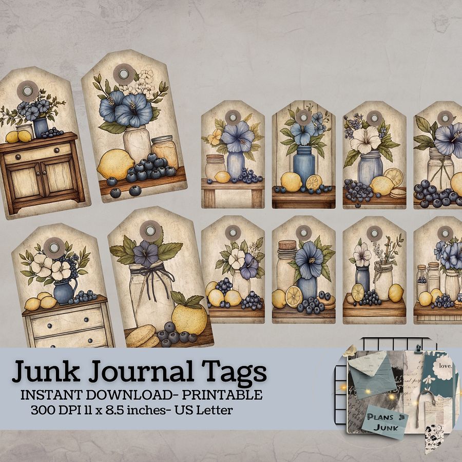 Blueberry Lemon Hibiscus - Printable Tags V9 product image (1)