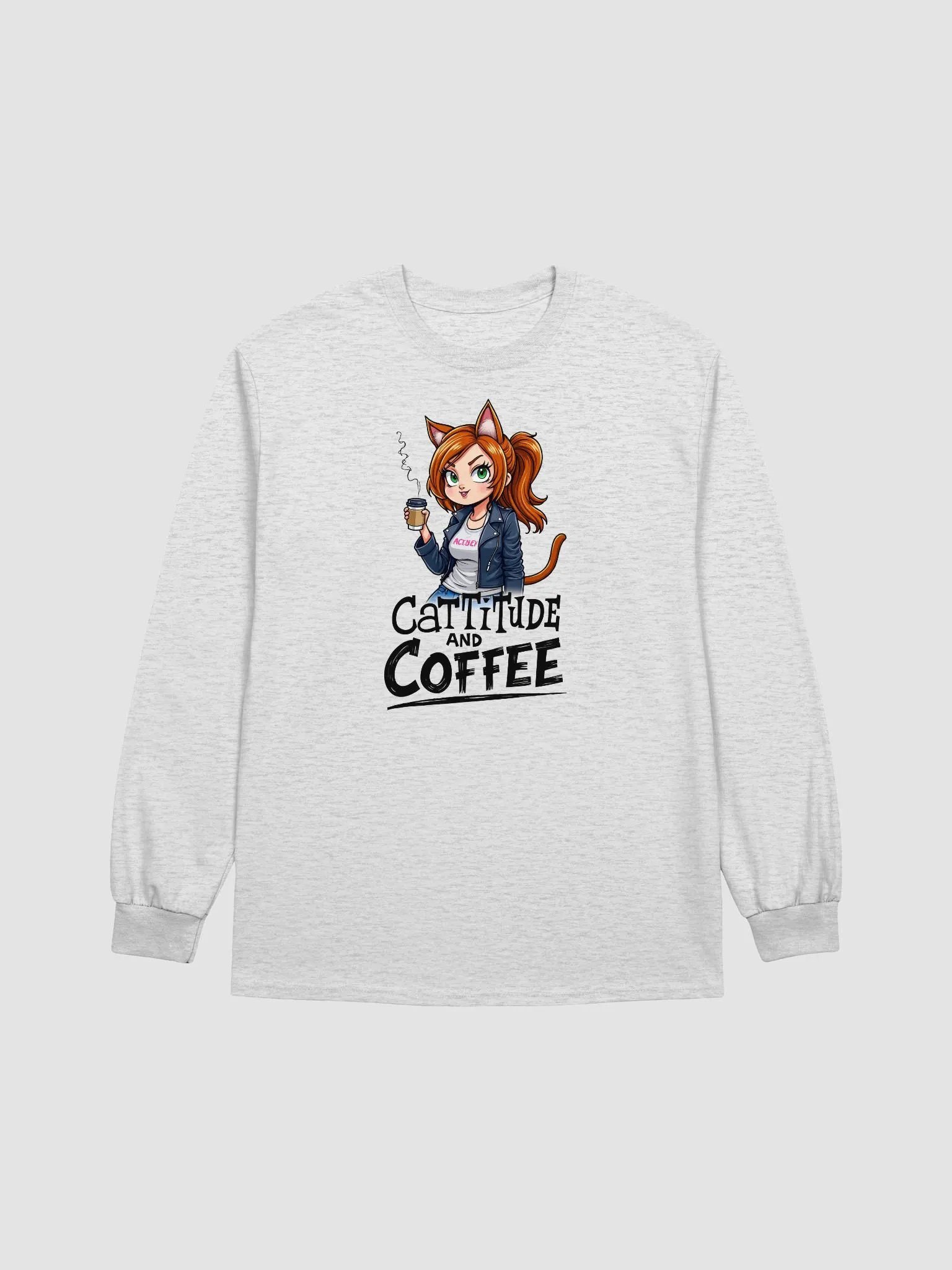 Cattitude & Coffee Long Sleeve Tee product image (5)
