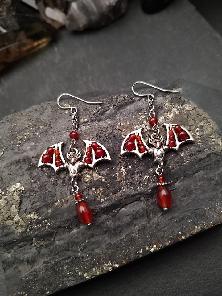 Earrings Bats - Carnelian Shadows product image (2)