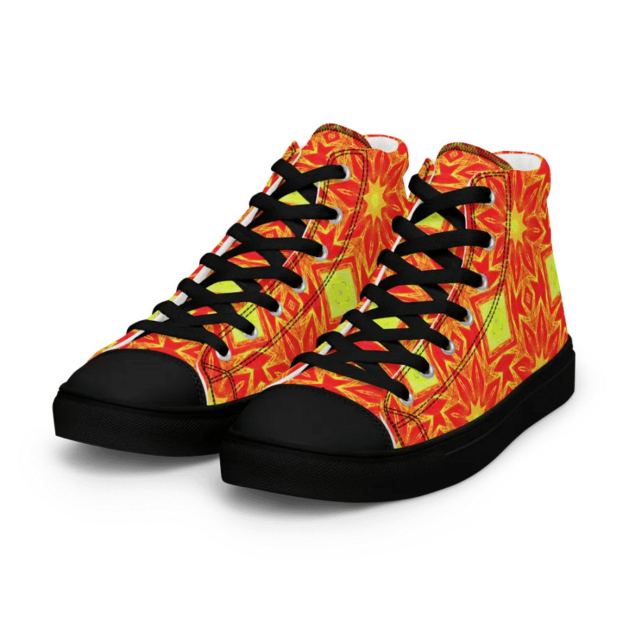 Abstract Repeating Orange Flower Ladies Canvas Shoe High Tops product image (4)