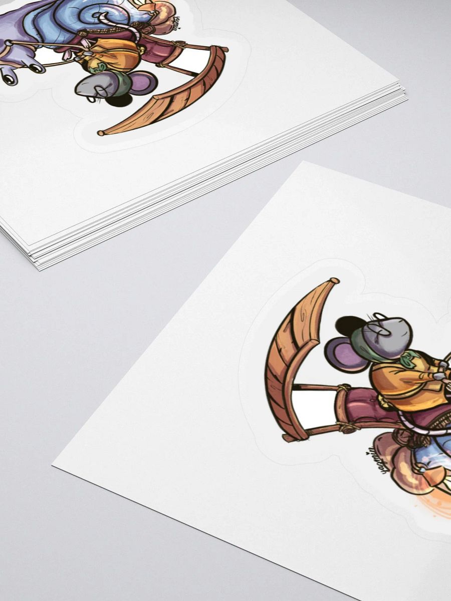 Grandma Mouse Riding Snail- Whimsical Fantasy Sticker product image (5)