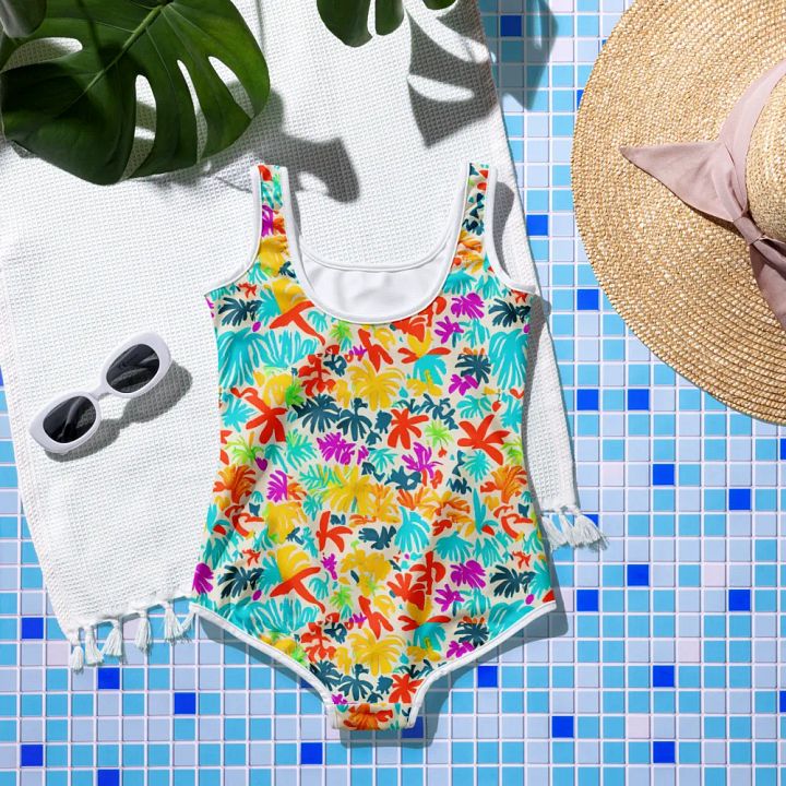 Floral Fun Blooms All Summer: All-Over Print Youth Swimsuit product image (1)