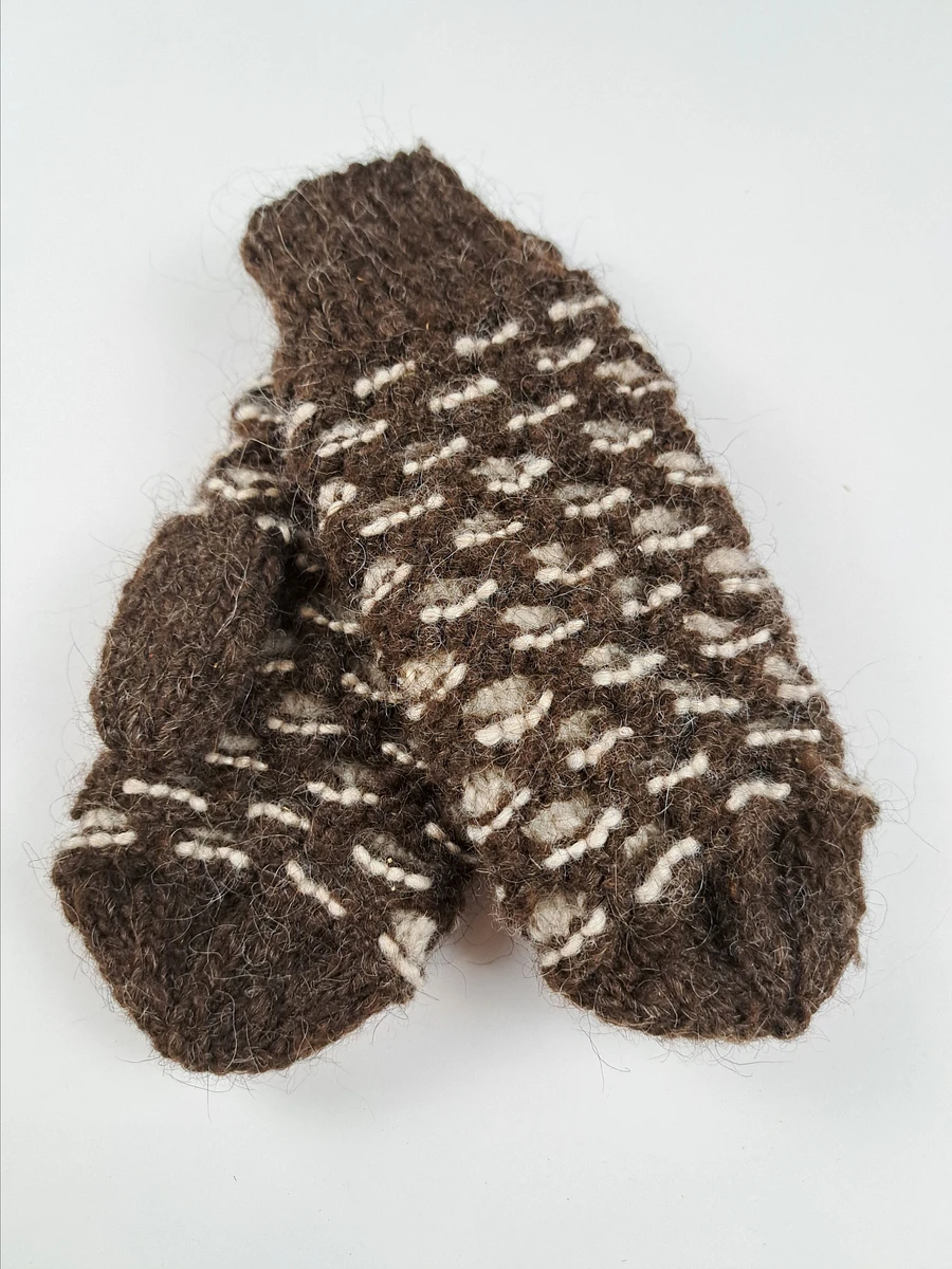 Hand Made Wool Newfie Mittens - Small - Honeycomb Pattern product image (2)
