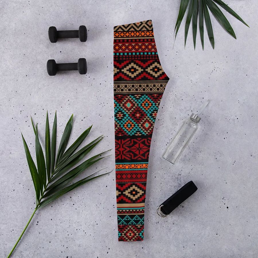 Boho Chic Aztec Print Leggings: Vibrant Southwestern-Inspired Women's Activewear product image (2)