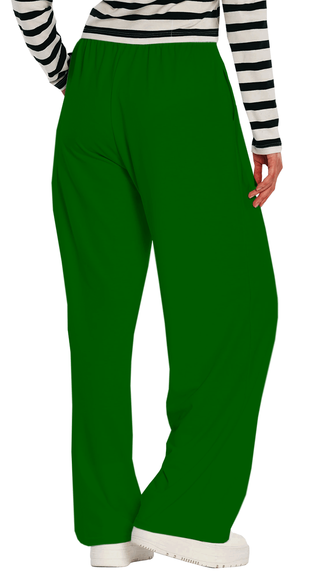 Plain Color Dark Green Wide-Leg Pants product image (3)