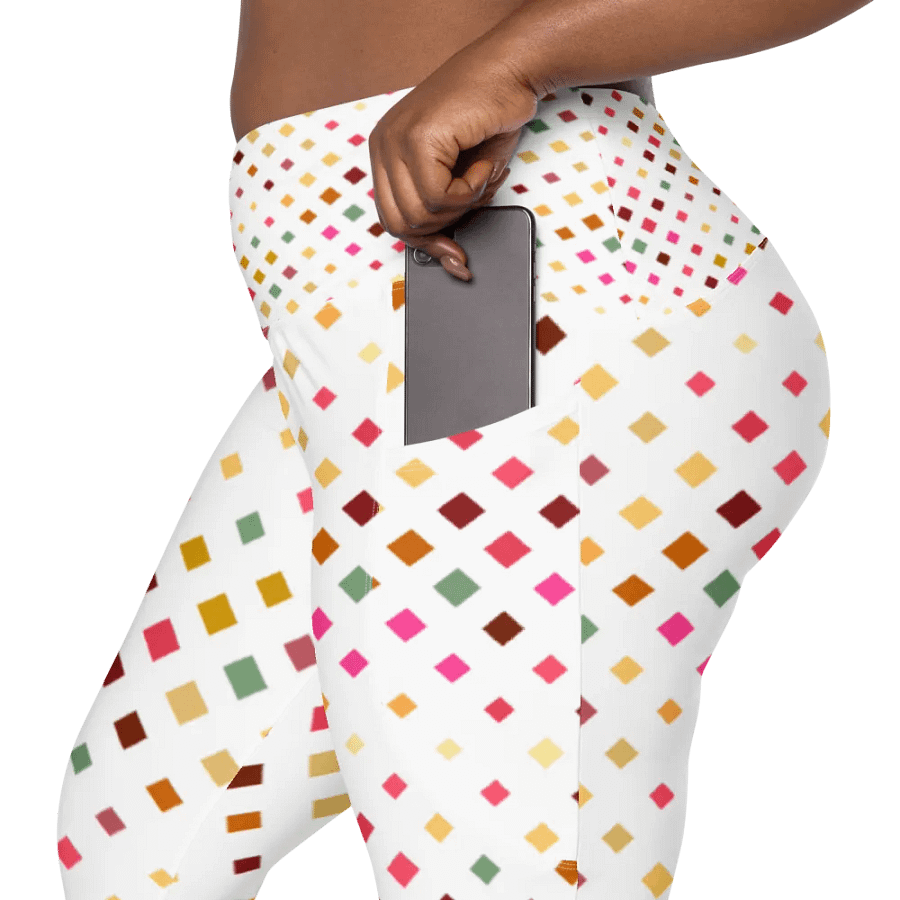 Colorful Square Pattern Design Leggings with Pocket - v7 product image (12)