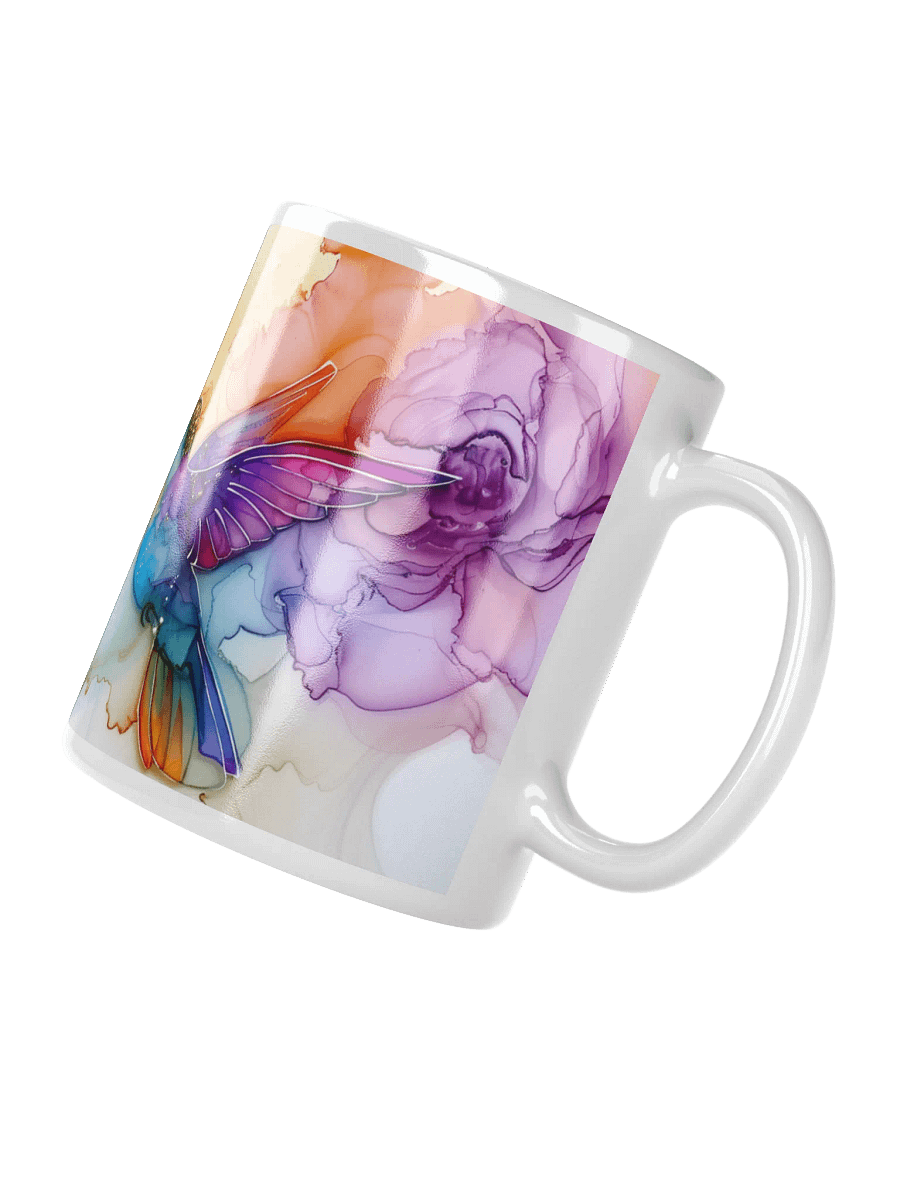 Hummingbird Alcohol Ink White Glossy Ceramic Mug by Treasure Pie product image (5)