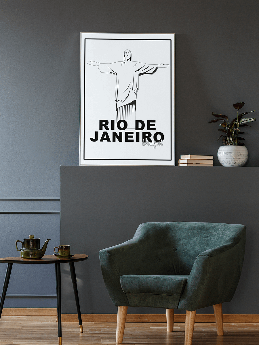 Christ the Redeemer Statue Poster, Iconic Rio de Janeiro Brazil Landmark, Black & White Minimalist Art, Travel Wall Decor, Souvenir product image (2)